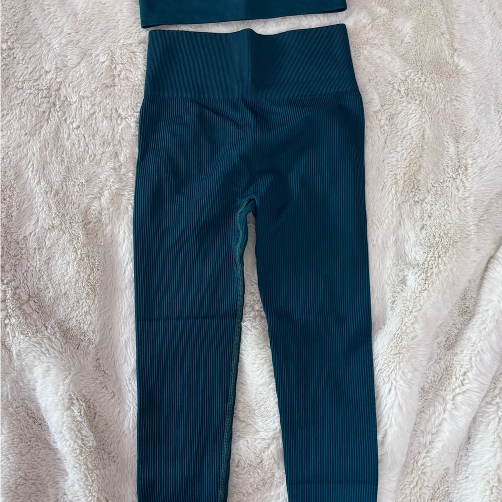 Navy blue ribbed sportswear set